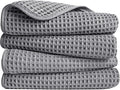 POLYTE 430 GSM Microfiber Lint Free Hand Towel, 16 x 30 in, 4 Pack (Waffle Weave)